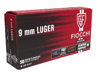 ذخيرة FIOCCHI 9mm رأس معدني كامل بوزن 115 غرين