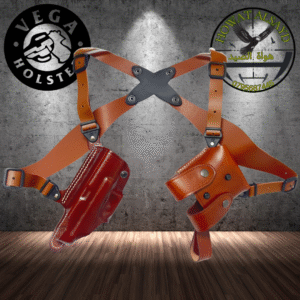 جناد مسدس مشط جلد طبيعي بني ايطالي على الكتف